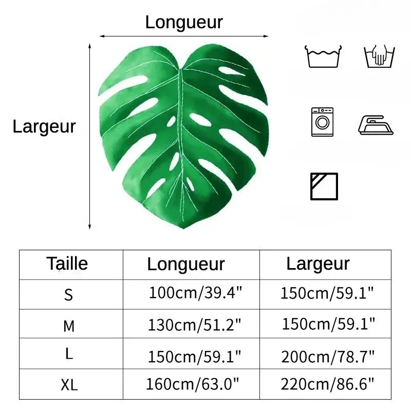 Couverture feuille géante de monstera bohème